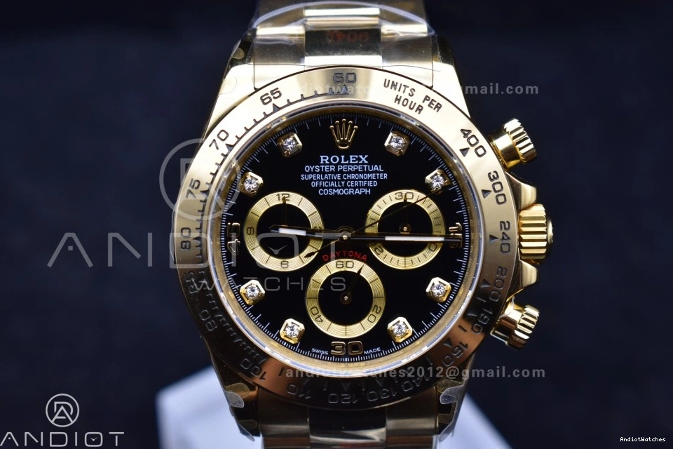746 V Black Best Daytona Sporty Edition on Dial Diamonds YG SH4130 Bracelet 116508 QF 1:1 0718